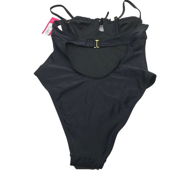 Xhilaration Junior's Size Small 0-2 Shirred Underwire One Piece Swim Suit Black - Picture 2 of 16